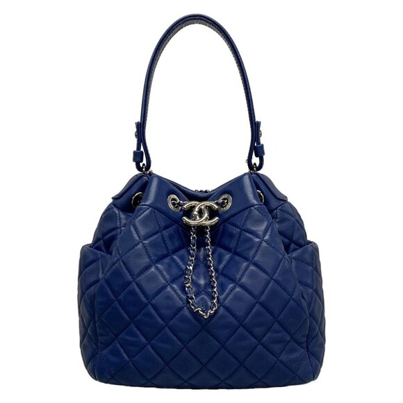 Auth CHANEL Matelasse A91273 Blue Lambskin Handbag - Picture 1 of 15